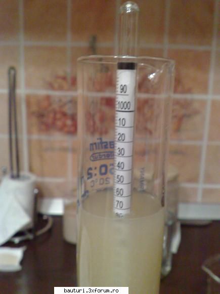 am filtrat printr-un servetel 250 ml de must si am facut are o densitate de 1074 whisky din malai :)